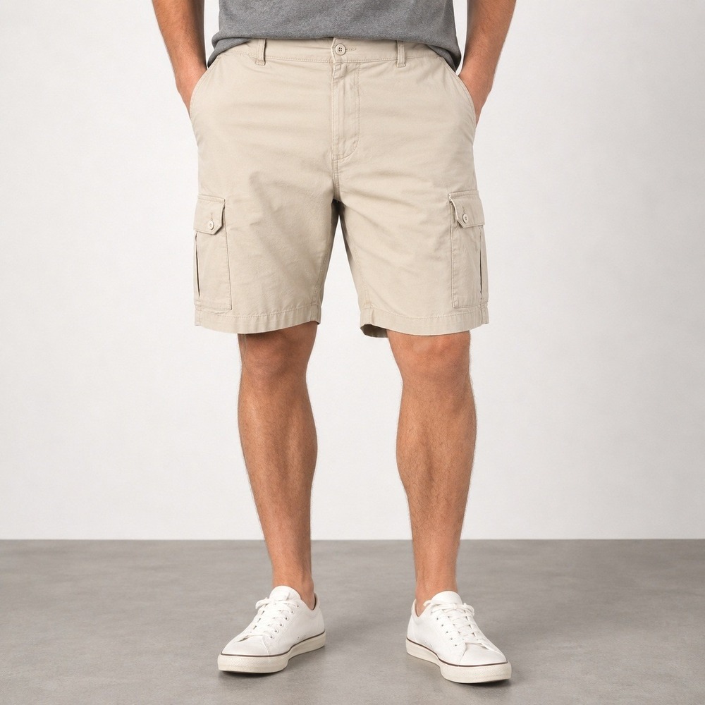 St Johns Bay Mens Cargo Shorts Size 42 Beige Khaki Utility Outdoor Casual Hiking